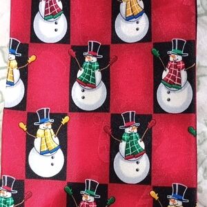 Hallmark Red Snowman Tie 100% Silk Tie